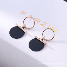Taobao venda quente ouro preto geométrico de duas cores titânio de aço inoxidável brincos mulheres boho jóias yiwu